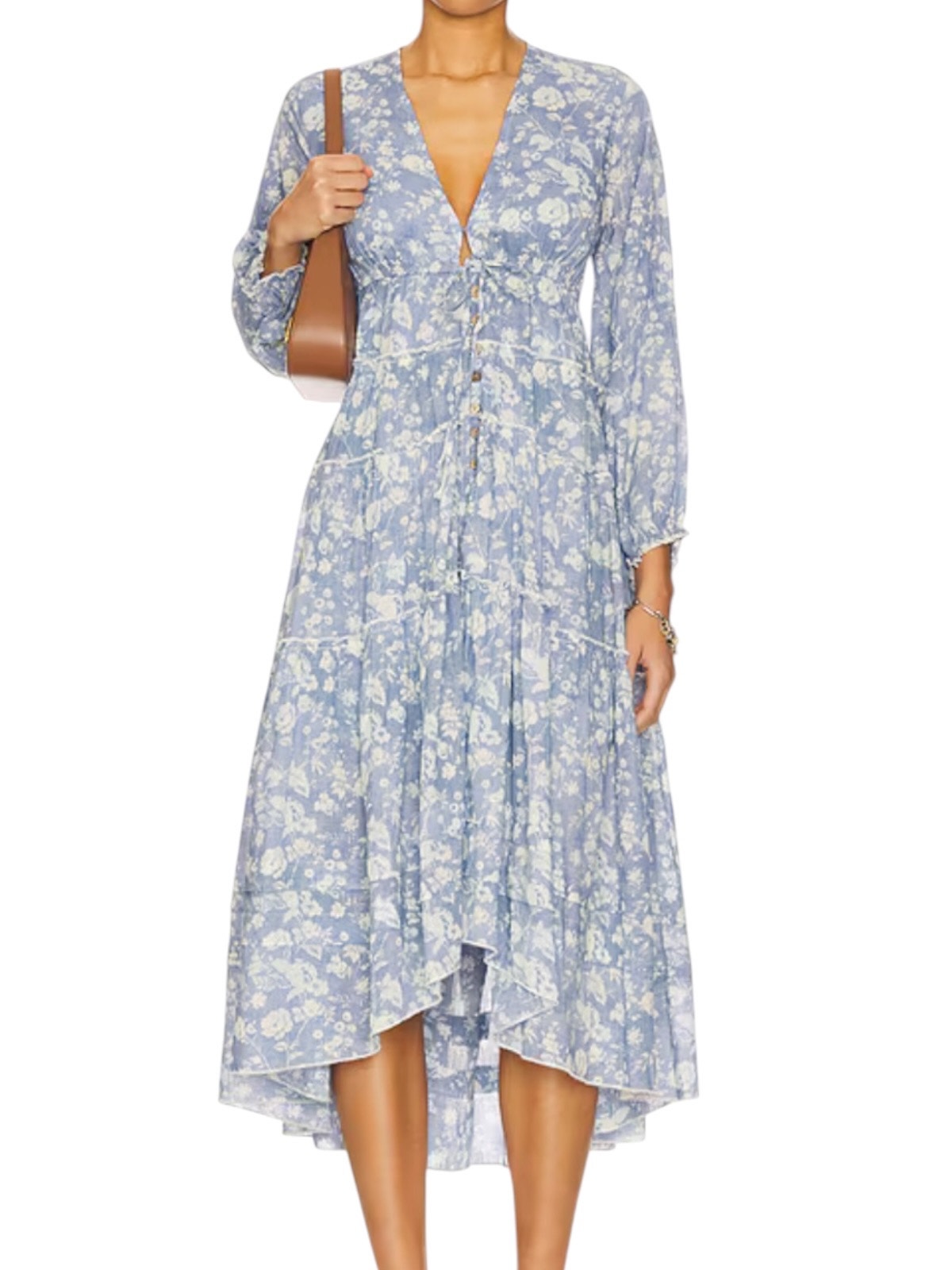 Free People Pappiet Midi Dress In Bluebell Combo Size Small